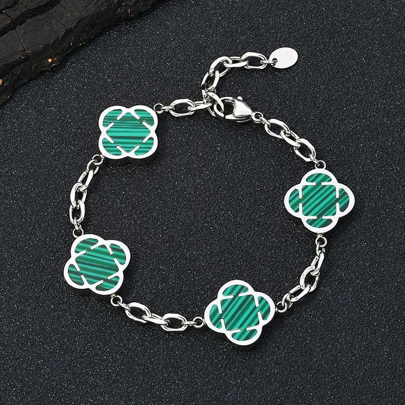 Stainless Steel Clover O-Chain Bracelet Non-Tarnish Gold Clover Link - CaratixJewelry